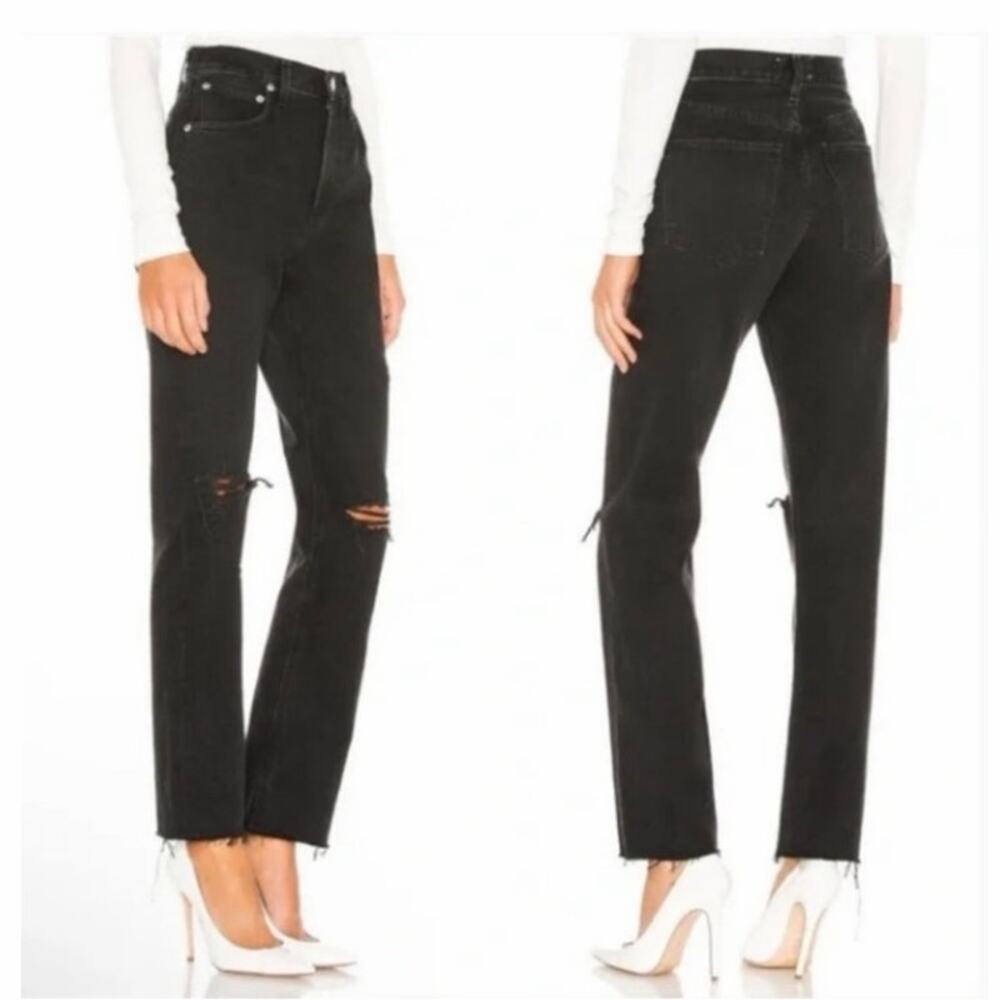 Agolde Cherie Black Distressed Straight leg Jeans size 27